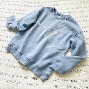 Elegant Sky Blue “You are enough” embroidered Women's Crew Neck Sweater